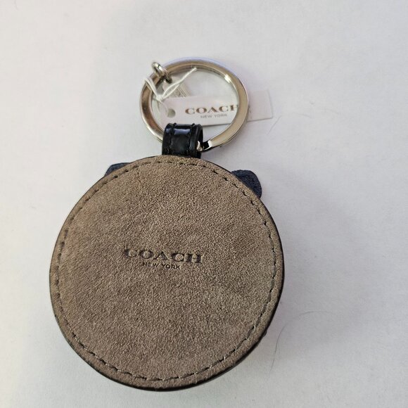 COACH CAT LEOPARD OCELOT ZIPPERED SUEDE LEATHER KEY CHAIN KEY RING FOB - F62982 - Picture 2 of 2